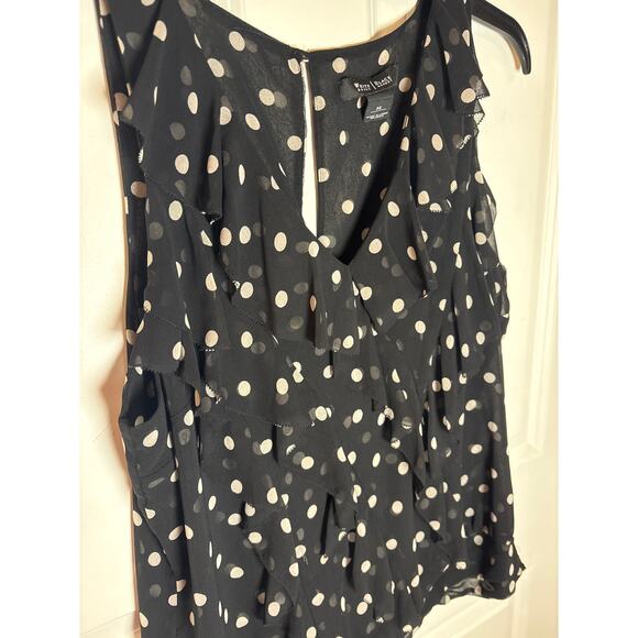 White House Black Market Tops - WHBM Black/Cream Polka Dot V-neck Sleeveless Blouse Size M